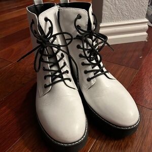Altar’d State White Faux Leather Camo Boots-9.5M